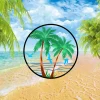 Palm Trees And Seagulls Metal Sign, Palms, Seagulls Patio Wall Hanging