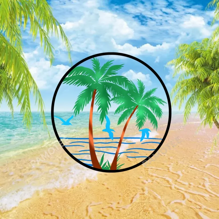Palm Trees And Seagulls Metal Sign, Palms, Seagulls Patio Wall Hanging