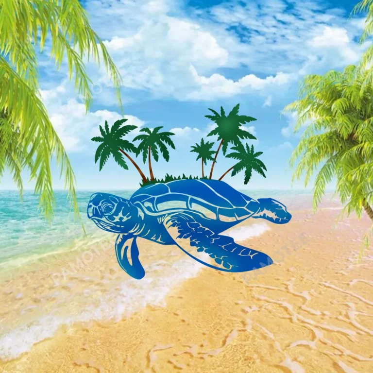 Island On The Back Of Turtle Metal Sign, Beach House Decoration Ideas