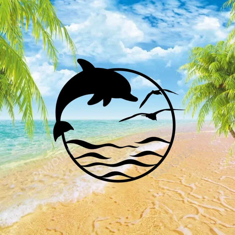 Dolphin, Beach Circle Metal Art, Travelling Decorative Art For Dad