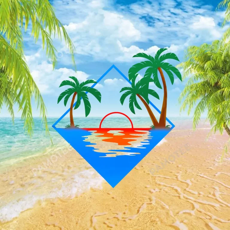 Palms On Beach Rhombus Metal Art, Palm Indoor Decoration