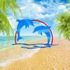 Couple Dolphin Colored Metal Art, Metallic House Wall Decoration