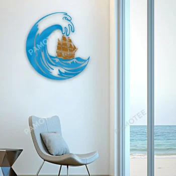 Wave And Ship Metal Art, Wave And Ship Gift For Him
