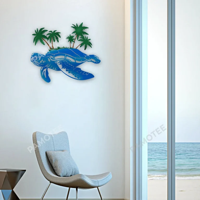 Island On The Back Of Turtle Metal Sign, Beach House Decoration Ideas