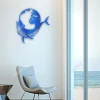 Whale And The Earth Cut Metal Wall Art, Whale With The Earth Beach Decoration