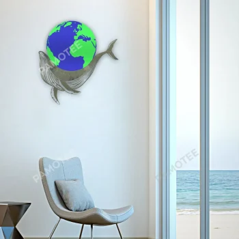 Whale And The Earth Multi Color Metal Sign, Whale With Earth Mother's Day Gift