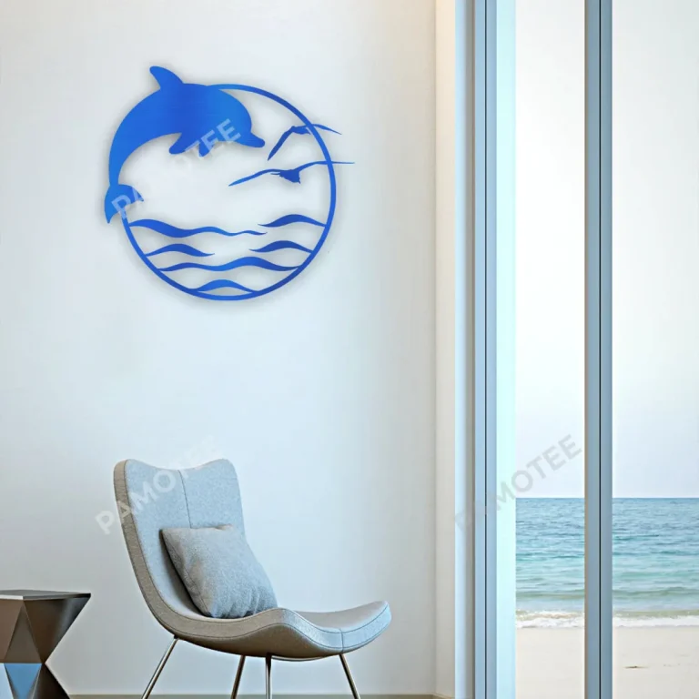 Dolphin, Beach Circle Metal Art, Travelling Decorative Art For Dad