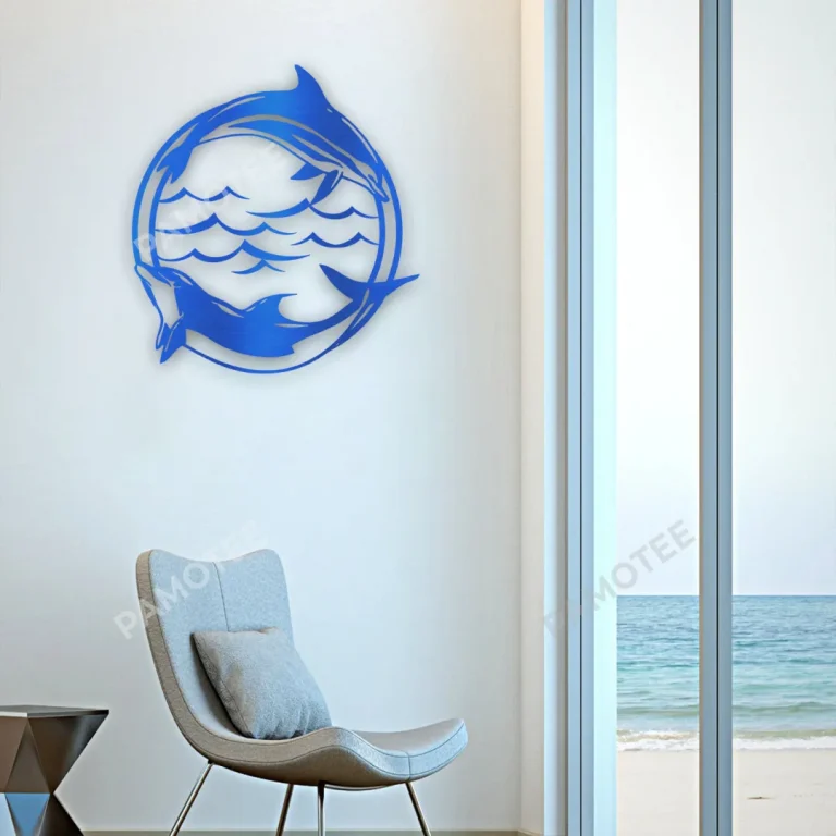 Two Dolphins Beach House Metal Sign, Interior Accent