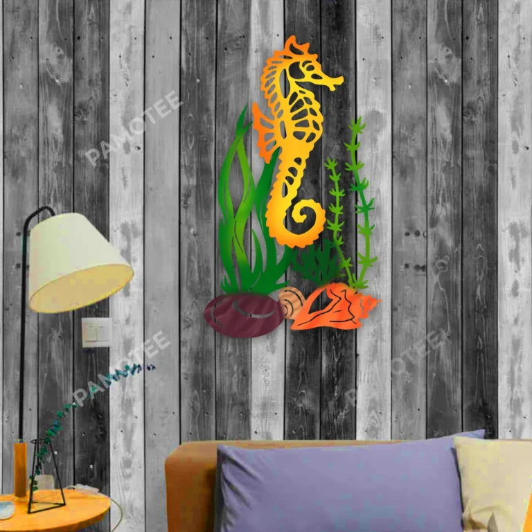 Seahorse Metal Wall Art, Seahorse Fence Steel Artwork