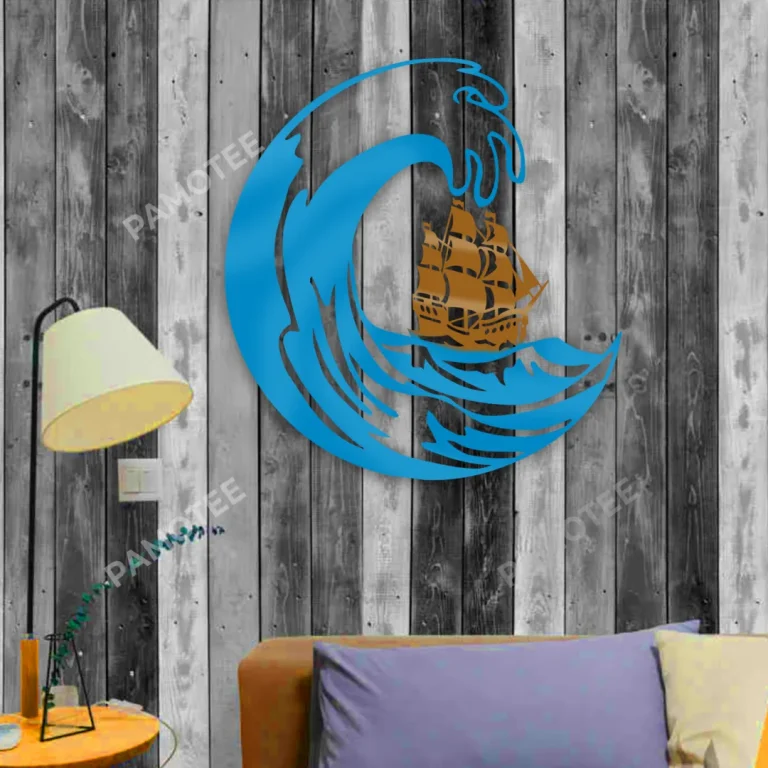 Wave And Ship Metal Art, Wave And Ship Gift For Him