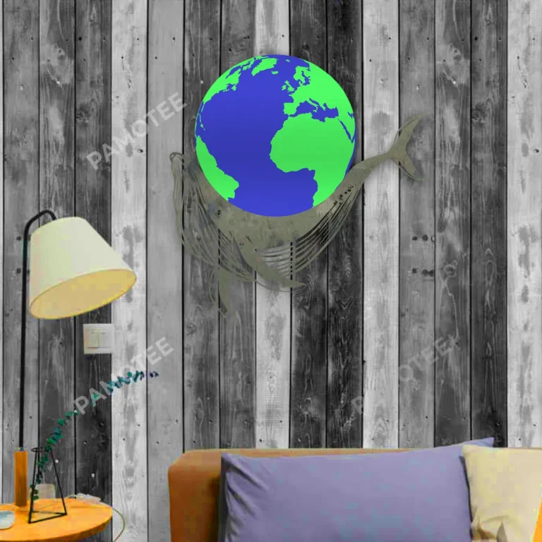 Whale And The Earth Multi Color Metal Sign, Whale With Earth Mother's Day Gift