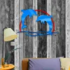 Couple Dolphin Colored Metal Art, Metallic House Wall Decoration