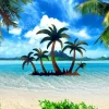 Palm Trees Color Metal Sign, Outdoor Beach Artwork