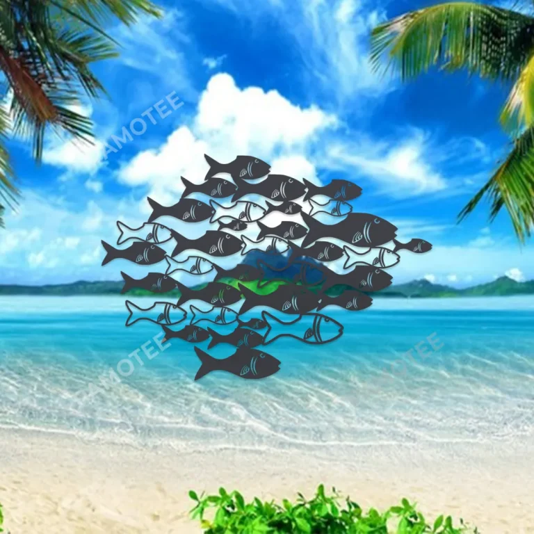 School Of Fish Metal Sign Monogram, Beach House Accent