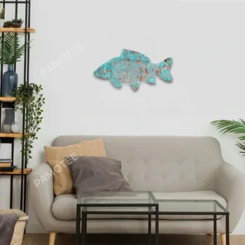Blue Rustic Carp Fish Metal Art, Rustic Carp Father's Day Gift