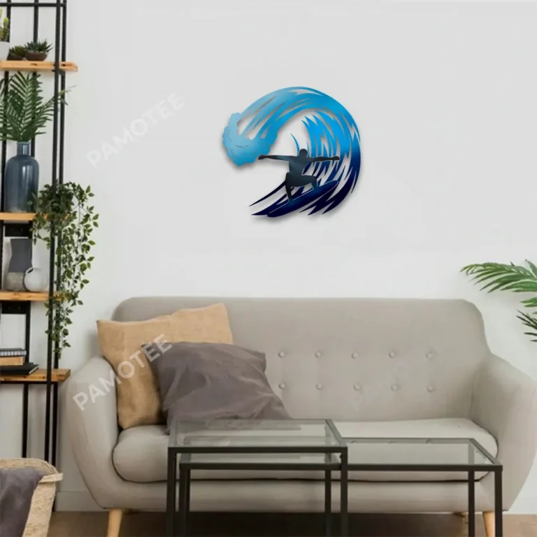 Surfing Man Metal Art, Surfing Man Beach Stainless Decoration