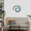 School Of Fish Wave Metal Art, Fish School Wave Decorative Plaque