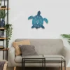 Blue Turtle Metal Art, Turtle Laser Cut Sign For Ship