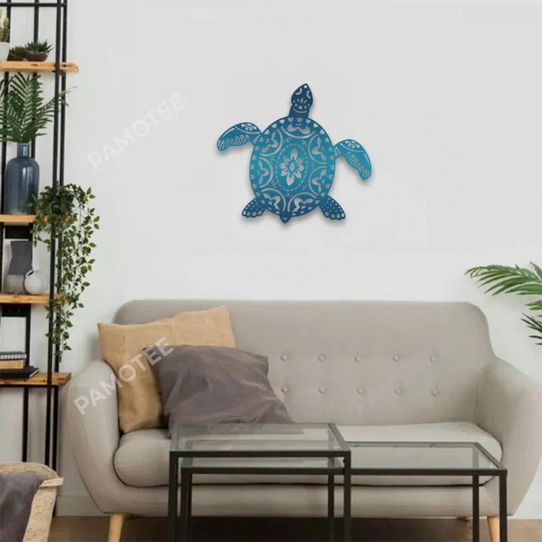 Blue Turtle Metal Art, Turtle Laser Cut Sign For Ship