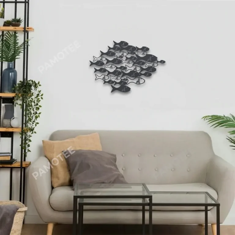 School Of Fish Metal Sign Monogram, Beach House Accent
