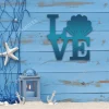 Love Shell Blue Metal Sign, Love Shell Weatherproof Beach Decor