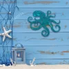 Blue Octopus Metal Sign, Octopus Gift For Fishermen