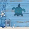 Blue Turtle Metal Art, Turtle Laser Cut Sign For Ship