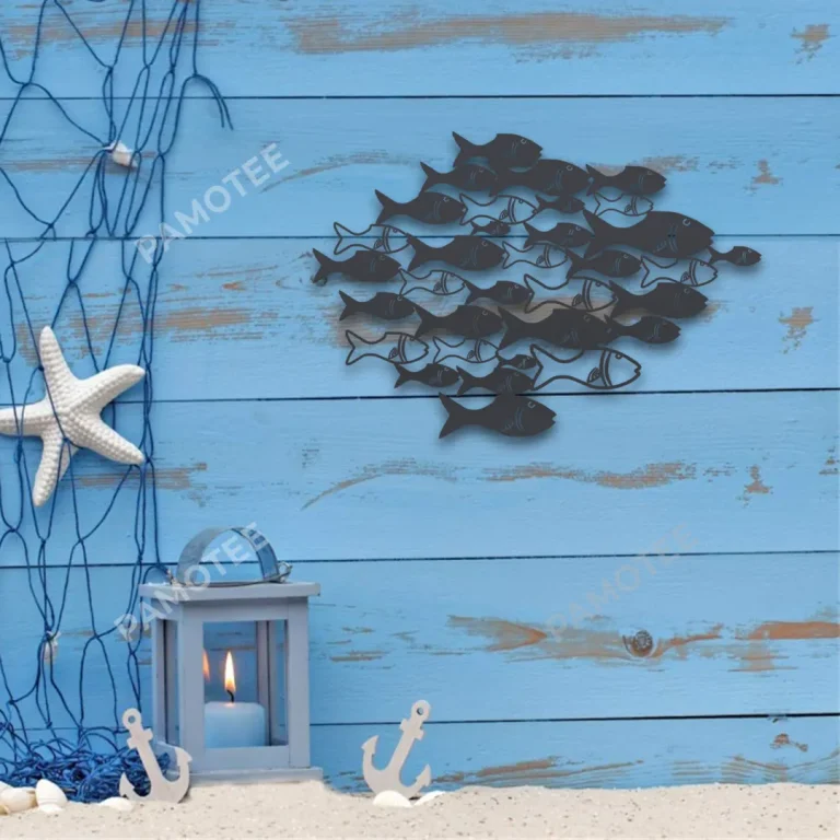 School Of Fish Metal Sign Monogram, Beach House Accent