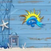 Sun And Wave Metal Wall Art, Beach House Rust Resistant Wall Decor