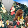 Bear Floral Hawaii Shirt, Camping Shirt, Beach Clothing, Aloha Shirt For Mens, Womens