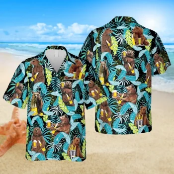 Drunk Bear Hawaii Shirt, Camping Summer Shirt, Aloha Shirt For Mens, Womens