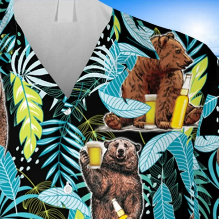 Drunk Bear Hawaii Shirt, Camping Summer Shirt, Aloha Shirt For Mens, Womens