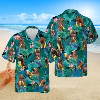 Bear Drinks Beer Hawaii Green Shirt, 3d Camping Shirt, Aloha Shirt For Mens, Womens