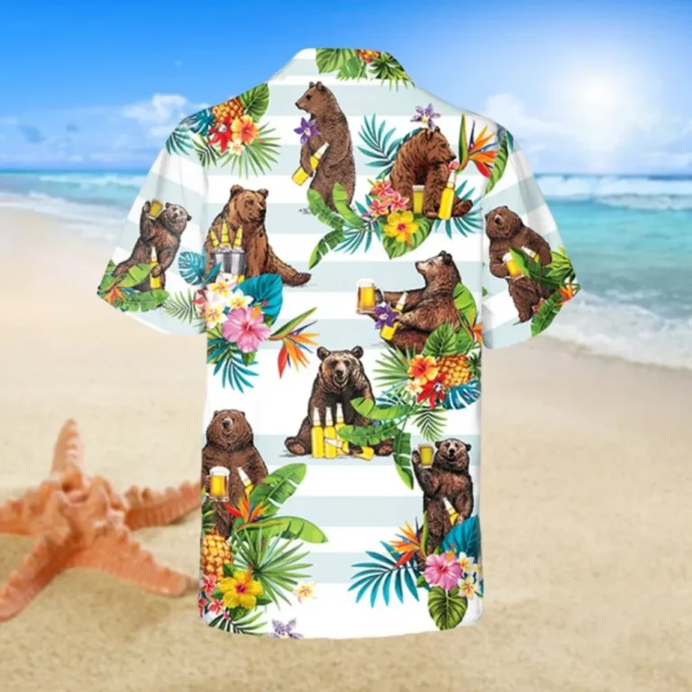 Bear Drinking Beer Hawaiian Shirt, Campsite Outfit, Aloha Shirt For Mens, Womens