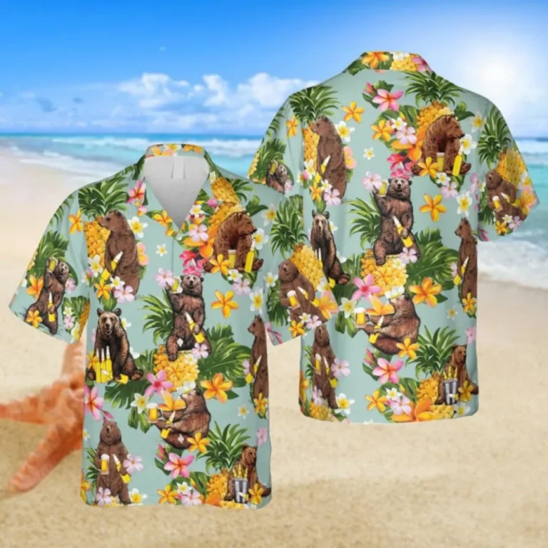 Funny Bear And Beer Hawaii Shirt, Camping Kahala Shirt, Aloha Shirt For Mens, Womens