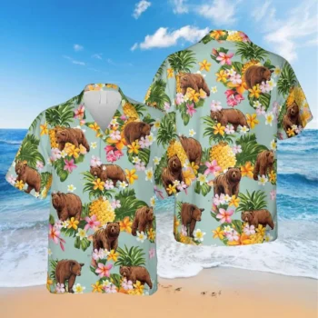 Funny Bear And Pineapple Hawaiian Shirt, Gift For Mom, Aloha Shirt For Mens, Womens