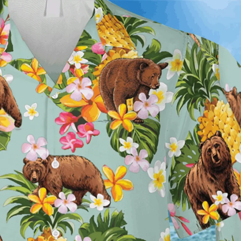 Funny Bear And Pineapple Hawaiian Shirt, Gift For Mom, Aloha Shirt For Mens, Womens