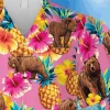 Pink Hibicus And Bear Hawaii Shirt, Gift For Her, Aloha Shirt For Mens, Womens