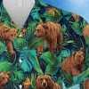 Tropical Bear Green Hawaii Shirt, Father's Day Gift, Aloha Shirt For Mens, Womens