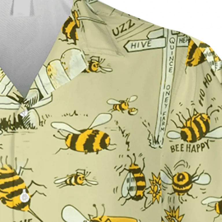 Funny Bee Icon Hawaiian T-shirt, Vintage Shirt For Men, Aloha Shirt For Mens, Womens