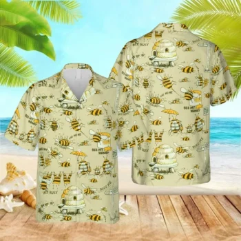 Funny Bee Icon Hawaiian T-shirt, Vintage Shirt For Men, Aloha Shirt For Mens, Womens