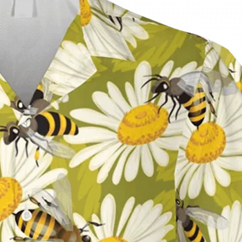 Floral Bee Hawaii Shirt, Honey Shirt, Beach Outfit, Aloha Shirt For Mens, Womens
