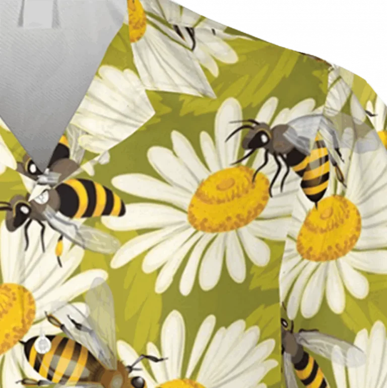 Floral Bee Hawaii Shirt, Honey Shirt, Beach Outfit, Aloha Shirt For Mens, Womens
