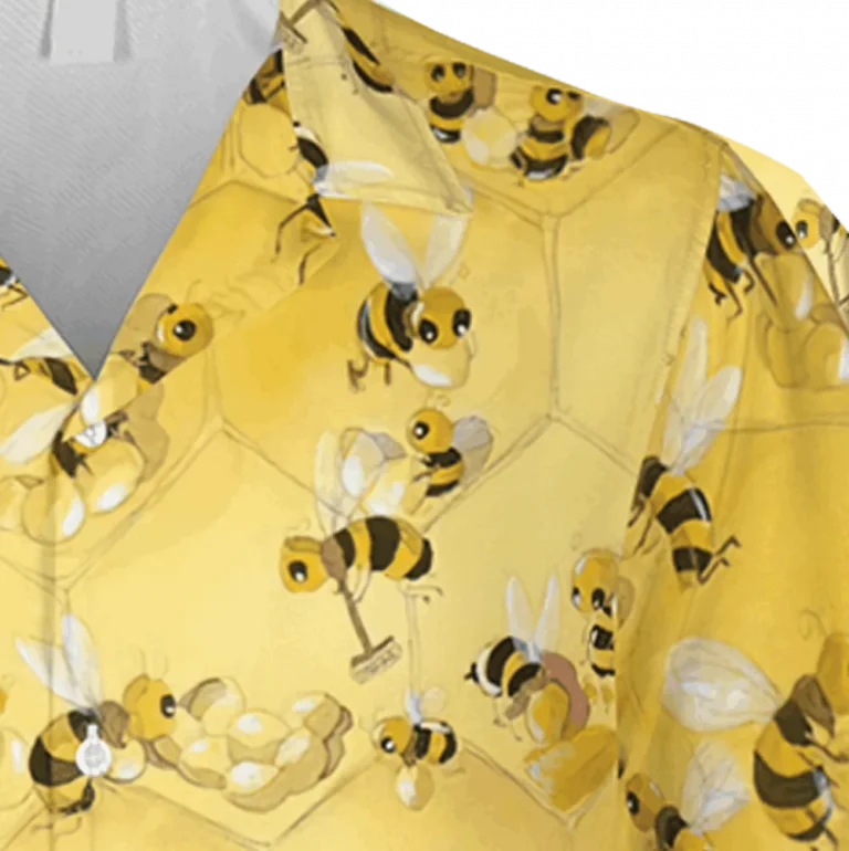 Honey Bee Yellow Hawaii Shirt, Gift For Her, Aloha Shirt For Mens, Womens