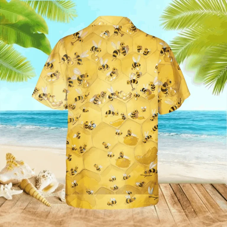 Honey Bee Yellow Hawaii Shirt, Gift For Her, Aloha Shirt For Mens, Womens