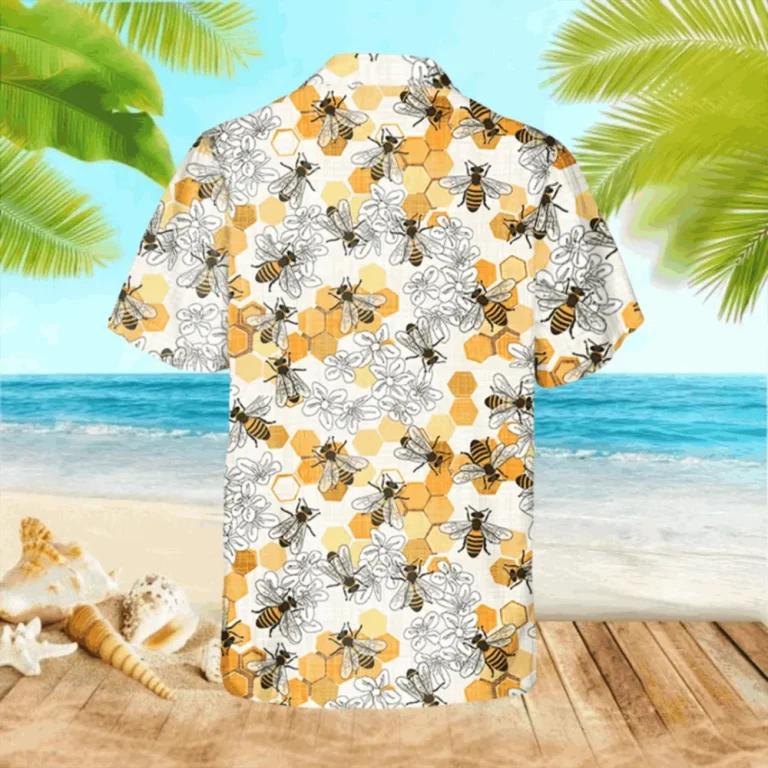 Honey Bee White Hawaii Shirt, Mother's Day Gift, Aloha Shirt For Mens, Womens