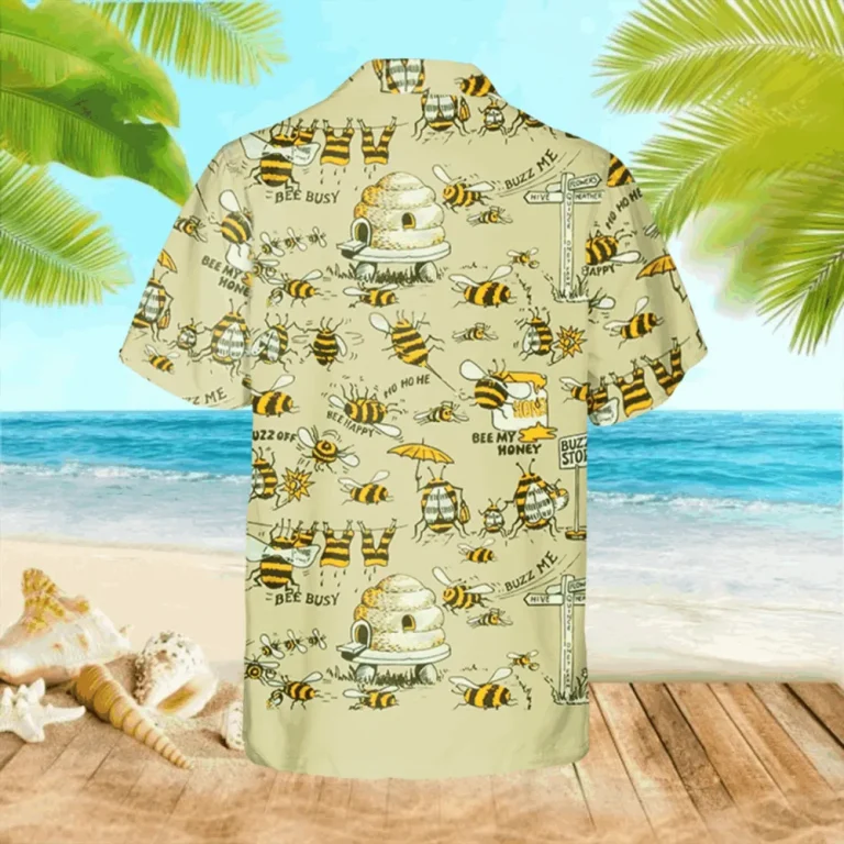 Funny Bee Icon Hawaiian T-shirt, Vintage Shirt For Men, Aloha Shirt For Mens, Womens
