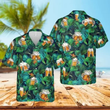 Beer Cups Green Hawaii Shirt, Brewery Apparel, Aloha Shirt For Mens, Womens