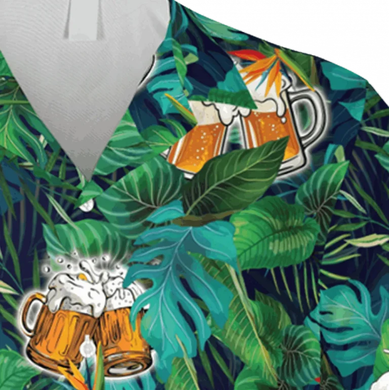 Beer Cups Green Hawaii Shirt, Brewery Apparel, Aloha Shirt For Mens, Womens