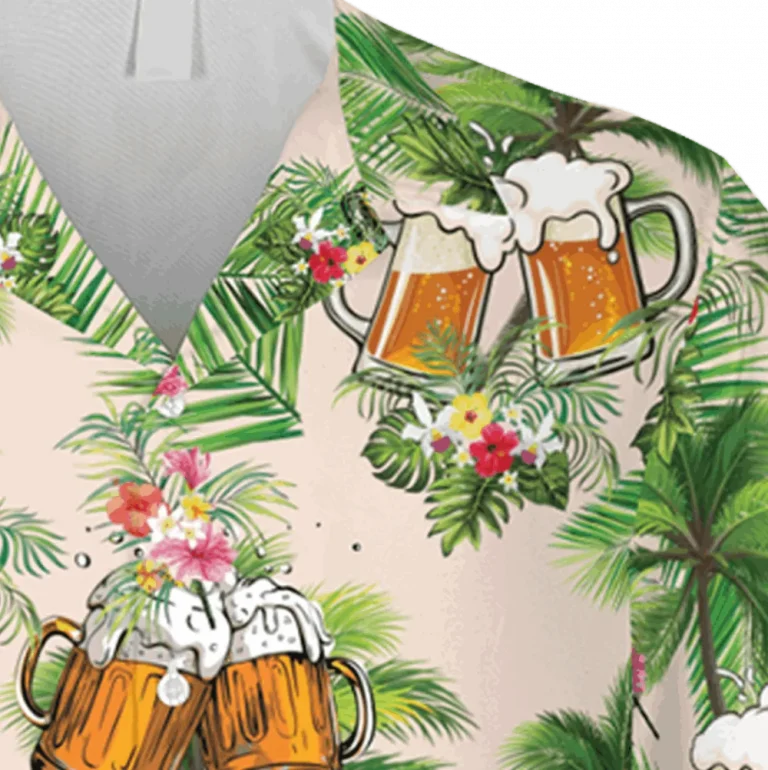 Beer And Palms Hawaii Shirt, Lounge Shirt, Aloha Shirt For Mens, Womens